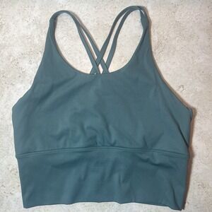 0 To 5 Sports Bra Women's Size Medium Athletic Strappy Forest Green Butter Soft